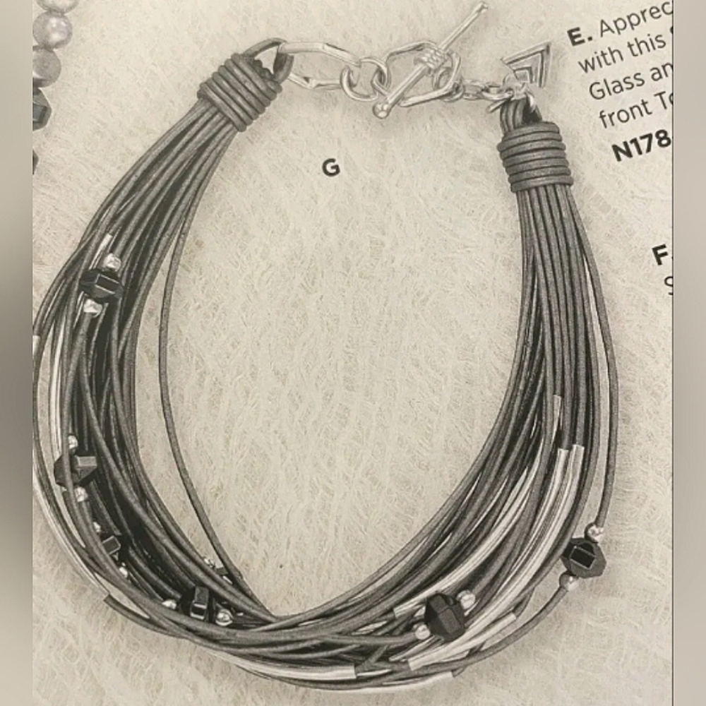Silpada Sterling Hematite Glass & Leather Bracelet B2134